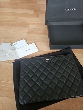 CHANEL Black Cavier Clutch Pouch